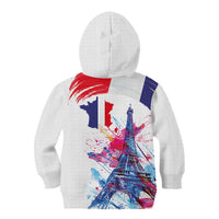 Bastille Day Kid Hoodie Eiffel Tower Brush Strokes Colorful with The Map