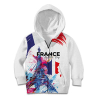 Bastille Day Kid Hoodie Eiffel Tower Brush Strokes Colorful with The Map