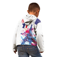 Bastille Day Kid Hoodie Eiffel Tower Brush Strokes Colorful with The Map