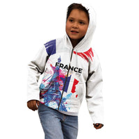 Bastille Day Kid Hoodie Eiffel Tower Brush Strokes Colorful with The Map