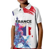 Bastille Day Kid Polo Shirt Eiffel Tower Brush Strokes Colorful with The Map