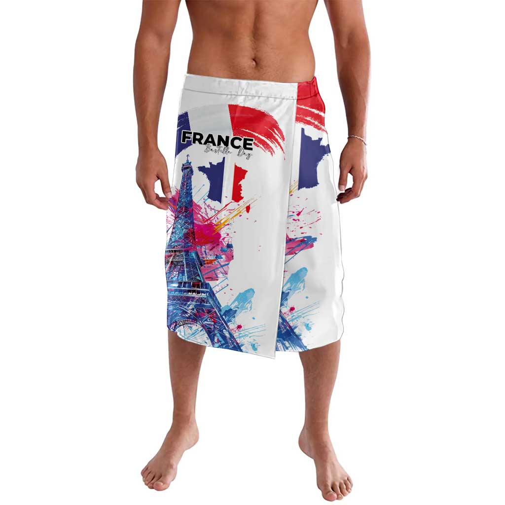 Bastille Day Lavalava Eiffel Tower Brush Strokes Colorful with The Map