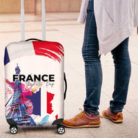 Bastille Day Luggage Cover Eiffel Tower Brush Strokes Colorful with The Map