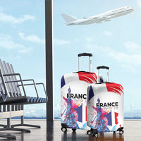 Bastille Day Luggage Cover Eiffel Tower Brush Strokes Colorful with The Map