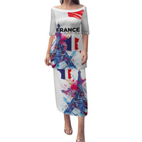 Bastille Day Puletasi Eiffel Tower Brush Strokes Colorful with The Map