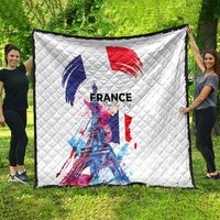 Bastille Day Quilt Eiffel Tower Brush Strokes Colorful with The Map