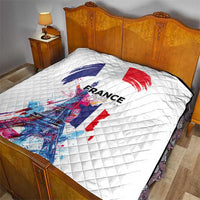 Bastille Day Quilt Eiffel Tower Brush Strokes Colorful with The Map