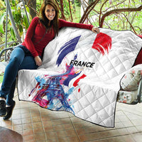 Bastille Day Quilt Eiffel Tower Brush Strokes Colorful with The Map