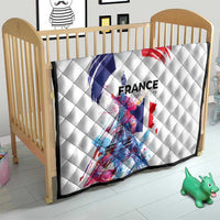 Bastille Day Quilt Eiffel Tower Brush Strokes Colorful with The Map