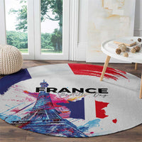 Bastille Day Round Carpet Eiffel Tower Brush Strokes Colorful with The Map