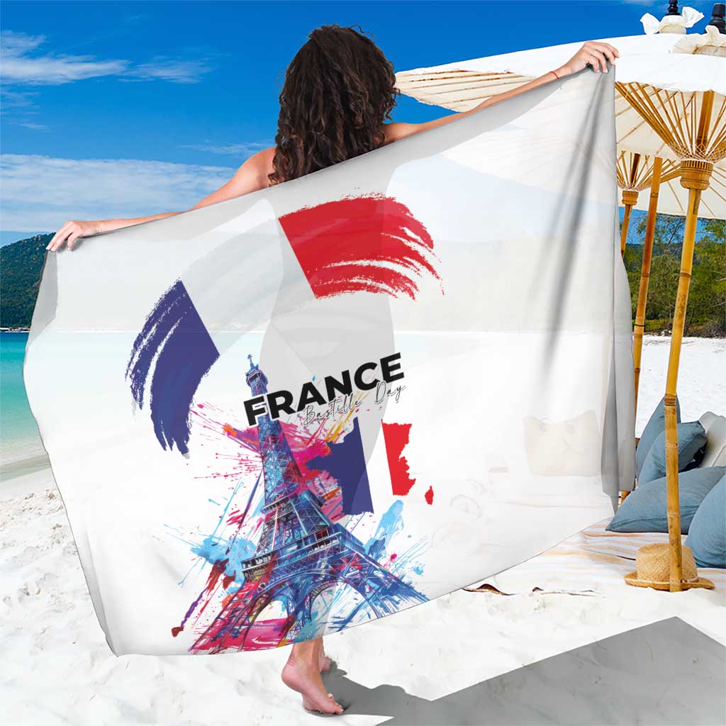 Bastille Day Sarong Eiffel Tower Brush Strokes Colorful with The Map