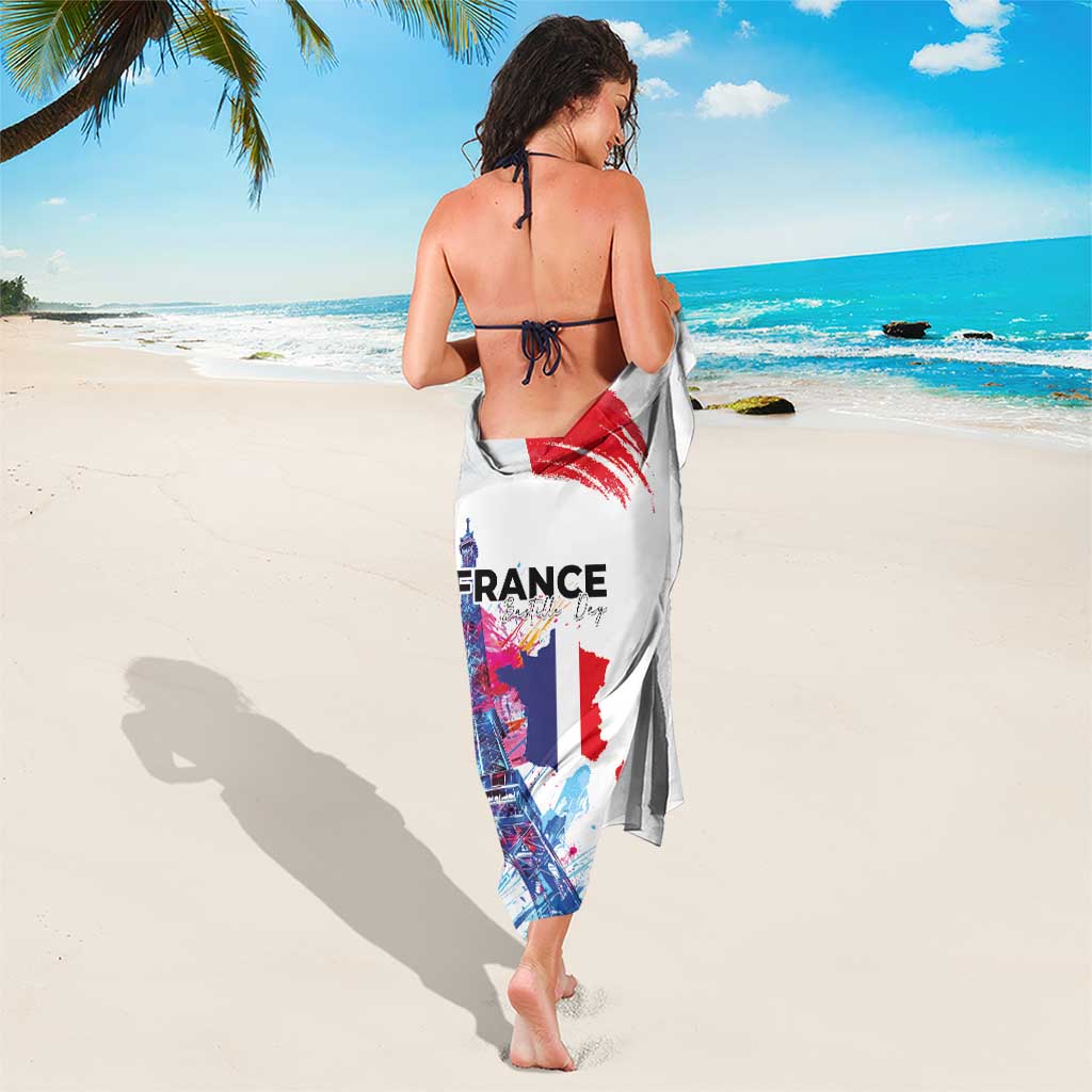 Bastille Day Sarong Eiffel Tower Brush Strokes Colorful with The Map