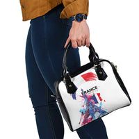 Bastille Day Shoulder Handbag Eiffel Tower Brush Strokes Colorful with The Map