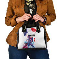 Bastille Day Shoulder Handbag Eiffel Tower Brush Strokes Colorful with The Map