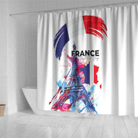 Bastille Day Shower Curtain Eiffel Tower Brush Strokes Colorful with The Map