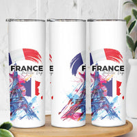 Bastille Day Skinny Tumbler Eiffel Tower Brush Strokes Colorful with The Map