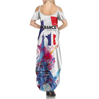 Bastille Day Summer Maxi Dress Eiffel Tower Brush Strokes Colorful with The Map