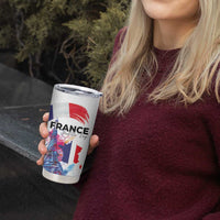 Bastille Day Tumbler Cup Eiffel Tower Brush Strokes Colorful with The Map