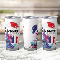 Bastille Day Tumbler Cup Eiffel Tower Brush Strokes Colorful with The Map
