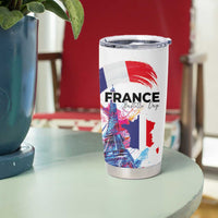 Bastille Day Tumbler Cup Eiffel Tower Brush Strokes Colorful with The Map