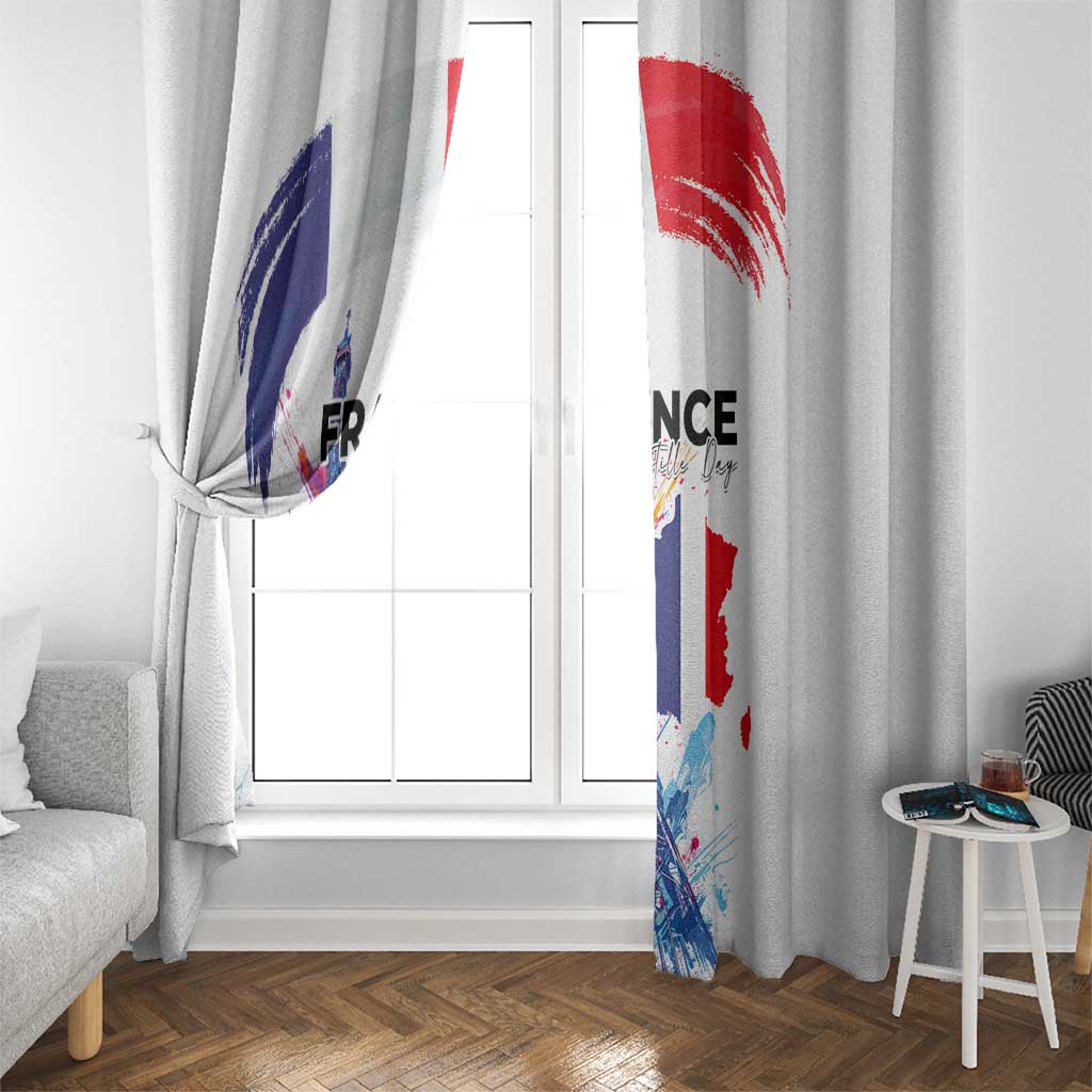 Bastille Day Window Curtain Eiffel Tower Brush Strokes Colorful with The Map