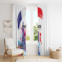 Bastille Day Window Curtain Eiffel Tower Brush Strokes Colorful with The Map