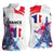 Bastille Day Women Sleeveless Polo Shirt Eiffel Tower Brush Strokes Colorful with The Map