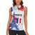 Bastille Day Women Sleeveless Polo Shirt Eiffel Tower Brush Strokes Colorful with The Map