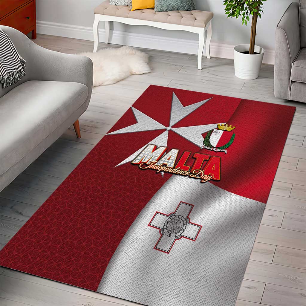 Malta Independence Day Area Rug National Flag with Maltese Cross and Emblem