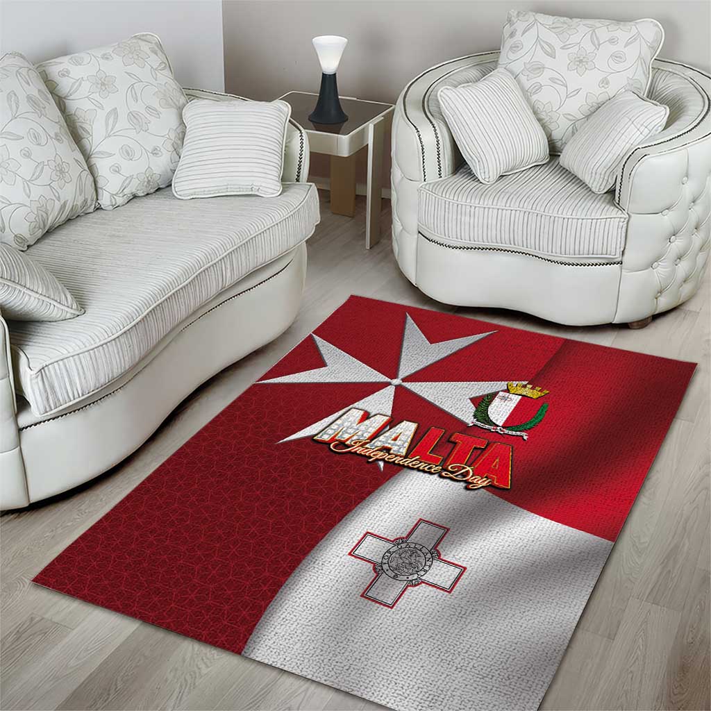Malta Independence Day Area Rug National Flag with Maltese Cross and Emblem