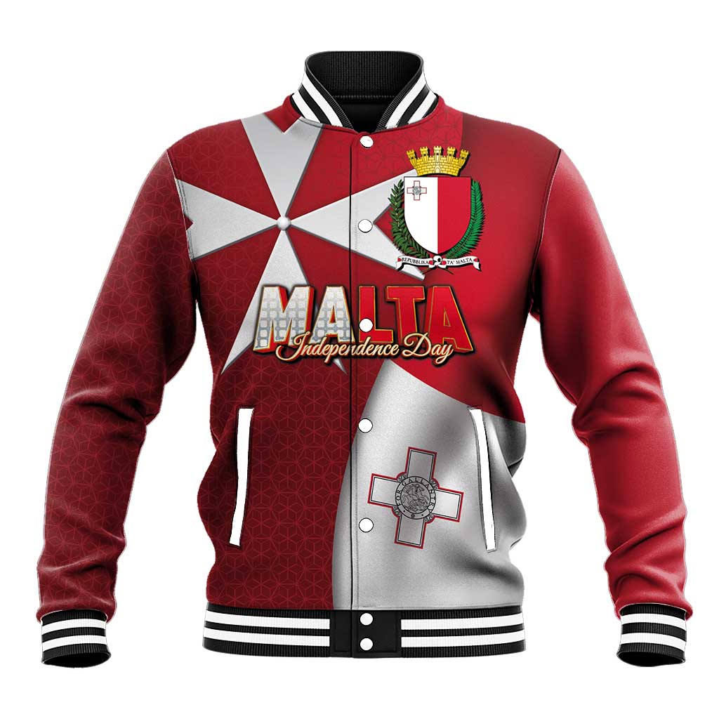 Malta Independence Day Baseball Jacket National Flag with Maltese Cross and Emblem