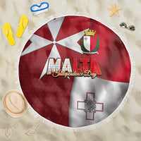 Malta Independence Day Beach Blanket National Flag with Maltese Cross and Emblem