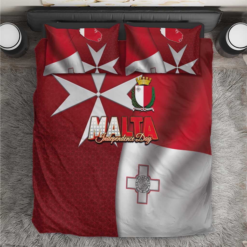 Malta Independence Day Bedding Set National Flag with Maltese Cross and Emblem