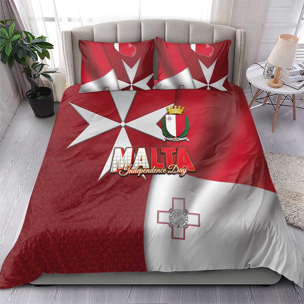 Malta Independence Day Bedding Set National Flag with Maltese Cross and Emblem
