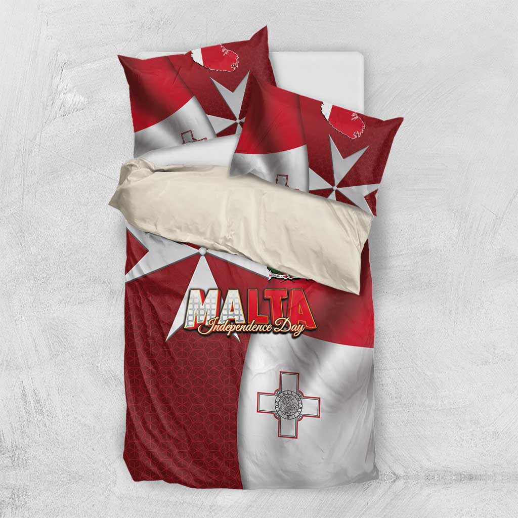 Malta Independence Day Bedding Set National Flag with Maltese Cross and Emblem