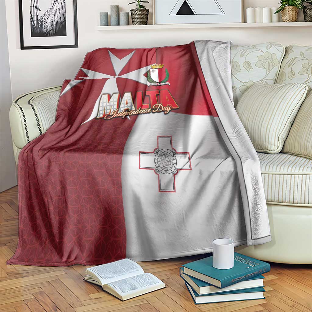 Malta Independence Day Blanket National Flag with Maltese Cross and Emblem