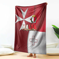 Malta Independence Day Blanket National Flag with Maltese Cross and Emblem