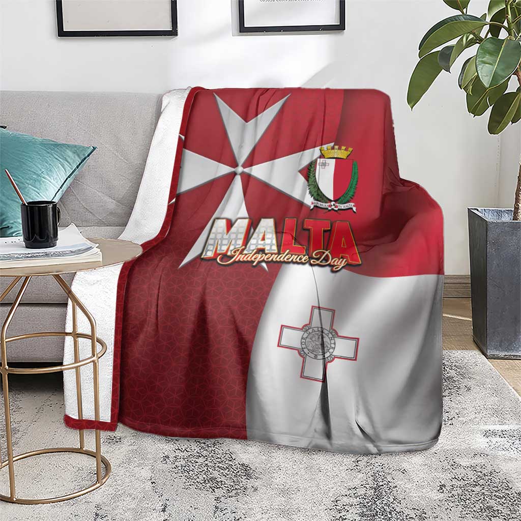 Malta Independence Day Blanket National Flag with Maltese Cross and Emblem