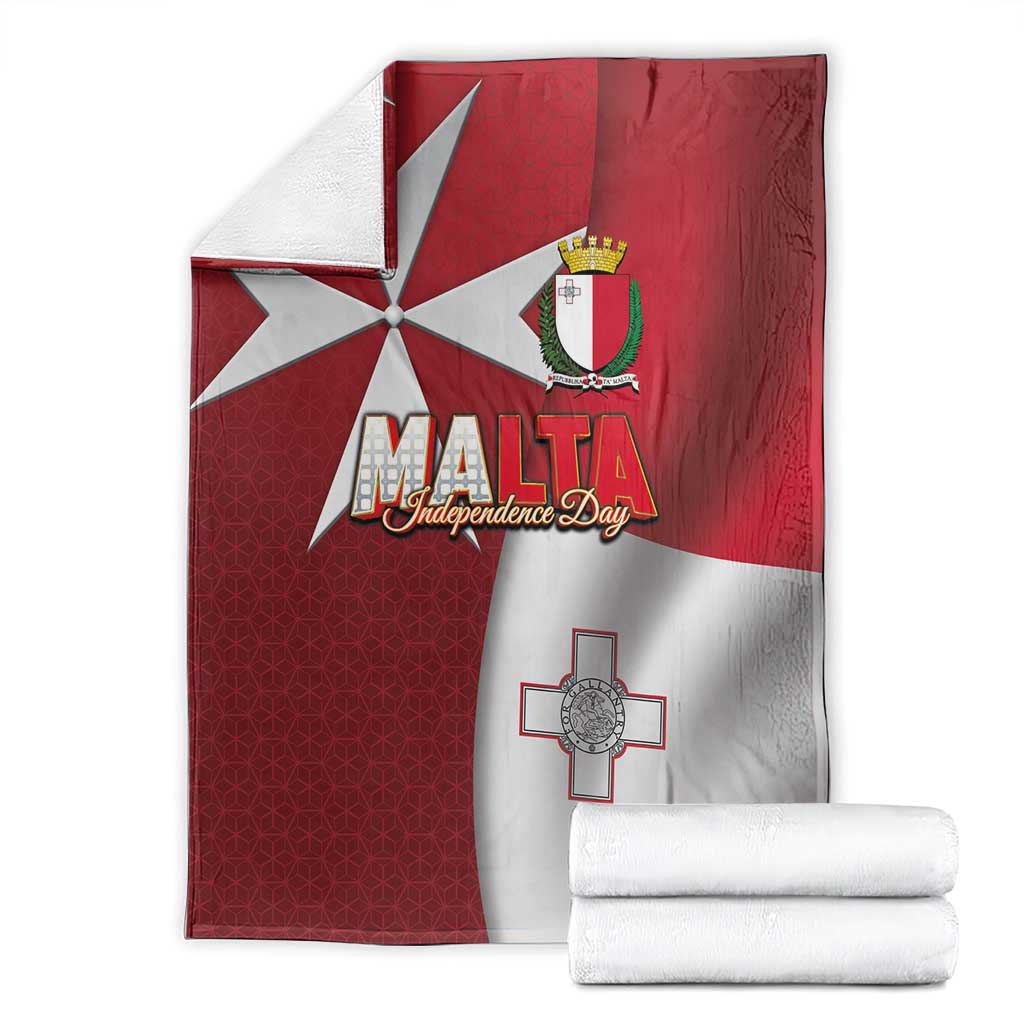 Malta Independence Day Blanket National Flag with Maltese Cross and Emblem