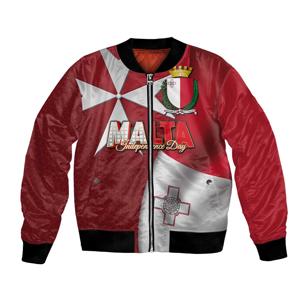 Malta Independence Day Bomber Jacket National Flag with Maltese Cross and Emblem