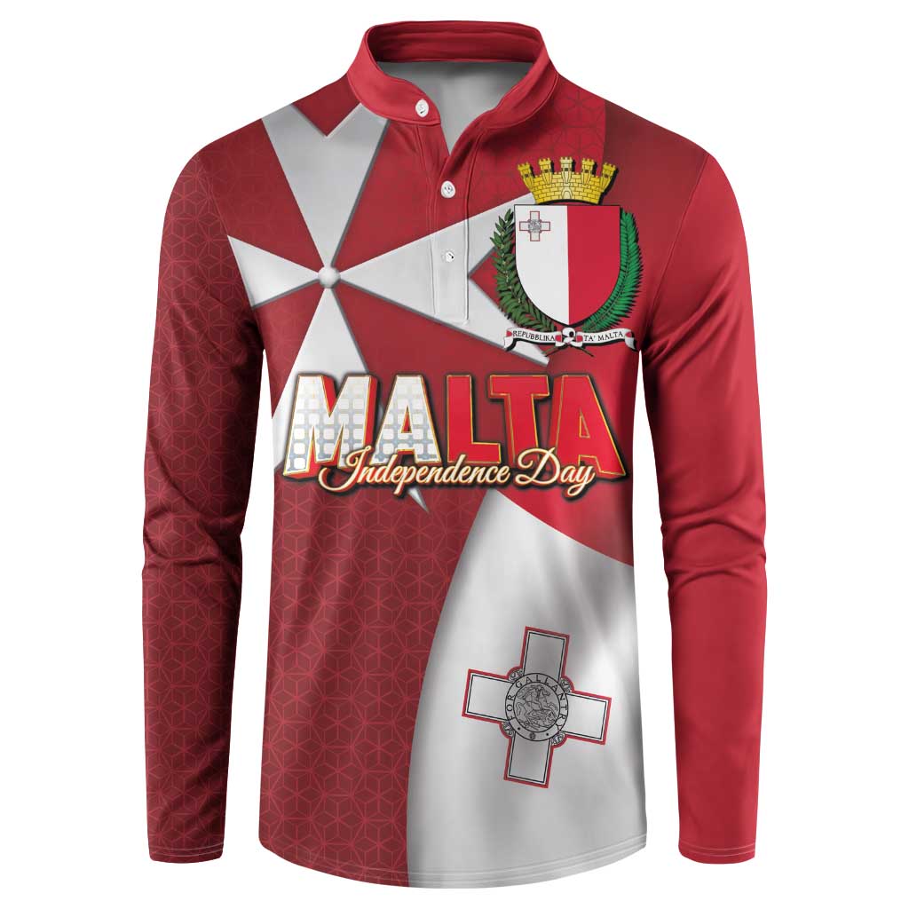 Malta Independence Day Button Sweatshirt National Flag with Maltese Cross and Emblem