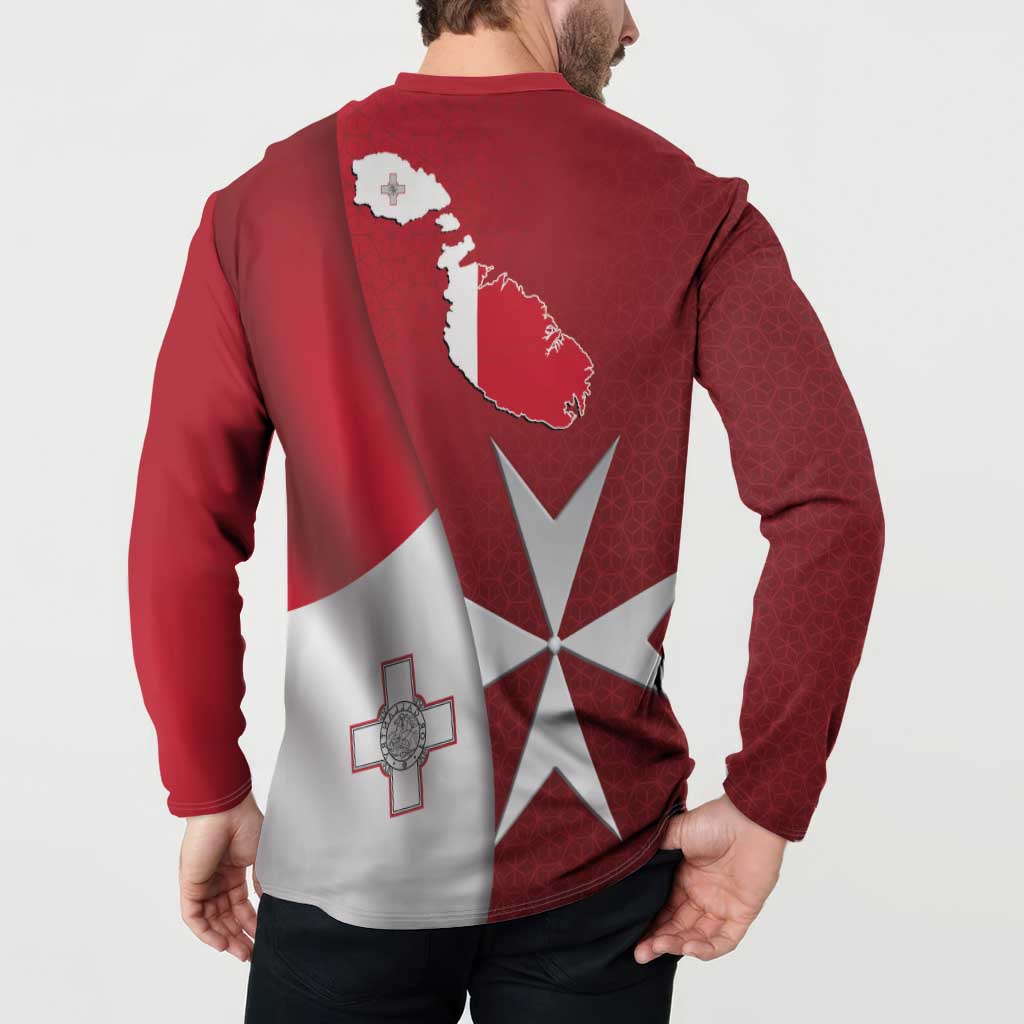 Malta Independence Day Button Sweatshirt National Flag with Maltese Cross and Emblem