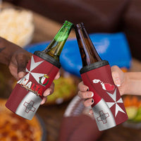 Malta Independence Day 4 in 1 Can Cooler Tumbler National Flag with Maltese Cross and Emblem