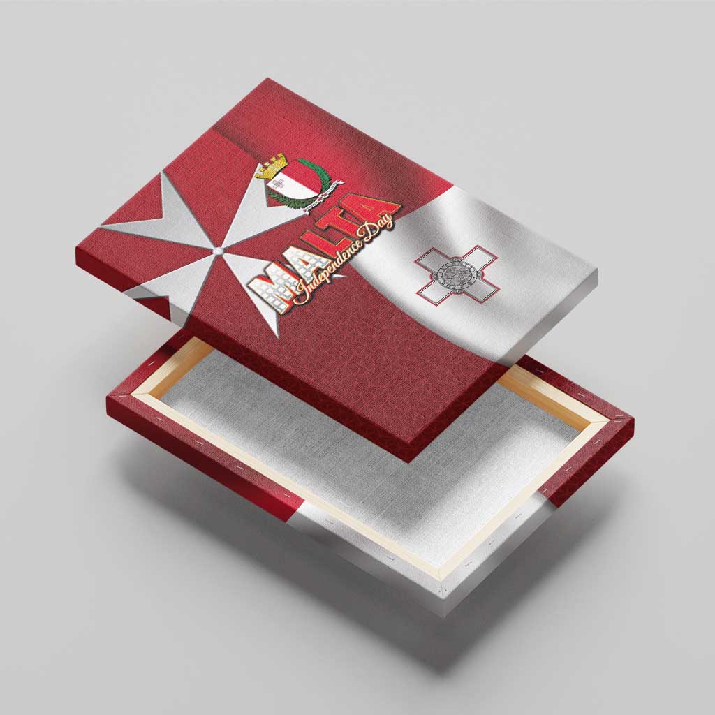 Malta Independence Day Canvas Wall Art National Flag with Maltese Cross and Emblem