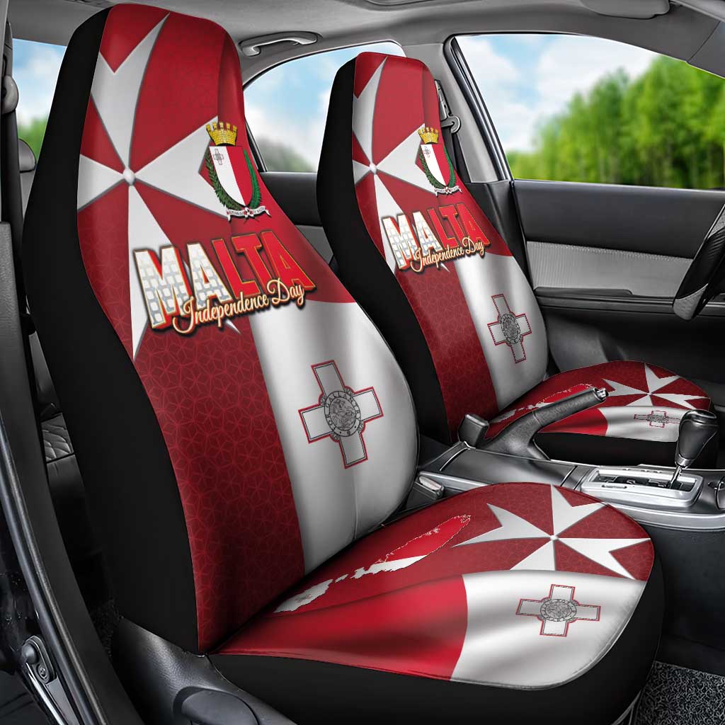 Malta Independence Day Car Seat Cover National Flag with Maltese Cross and Emblem