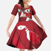Malta Independence Day Family Matching Off The Shoulder Long Sleeve Dress and Hawaiian Shirt National Flag with Maltese Cross and Emblem