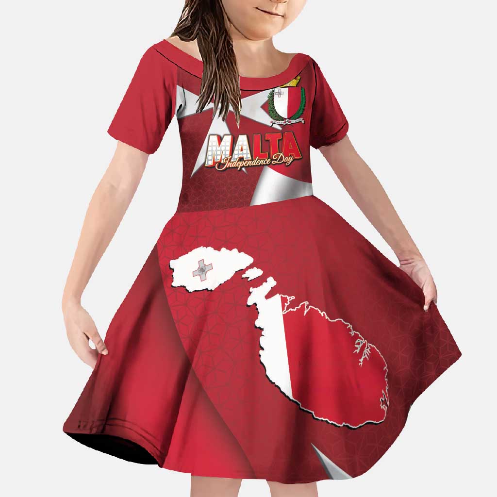 Malta Independence Day Family Matching Off Shoulder Maxi Dress and Hawaiian Shirt National Flag with Maltese Cross and Emblem