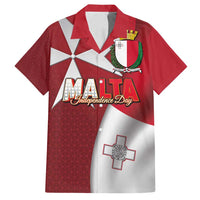 Malta Independence Day Family Matching Off Shoulder Maxi Dress and Hawaiian Shirt National Flag with Maltese Cross and Emblem