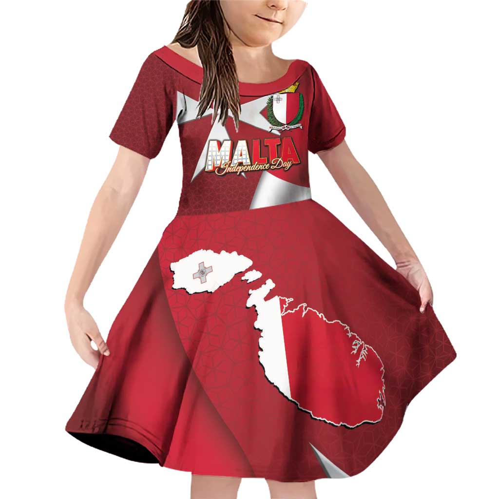 Malta Independence Day Family Matching Off Shoulder Short Dress and Hawaiian Shirt National Flag with Maltese Cross and Emblem
