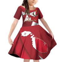 Malta Independence Day Family Matching Off Shoulder Short Dress and Hawaiian Shirt National Flag with Maltese Cross and Emblem